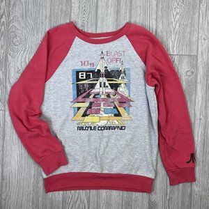 Retro VTG 80's Junk Food Atari Game Missile Command Sweatshirt Gray Red Men's S